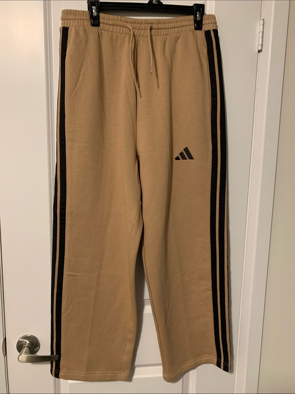 adidas Tan Joggers with Black Side Stripes
